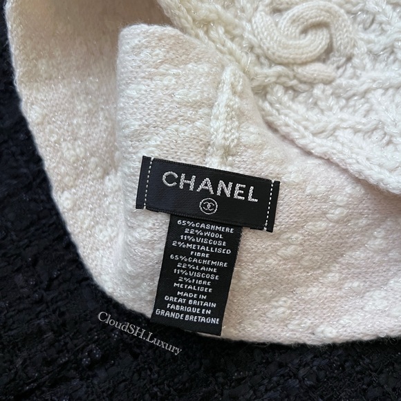 Auth Chanel CC Logo White Knit Cashmere Headband - Kept Unused - Picture 4 of 5